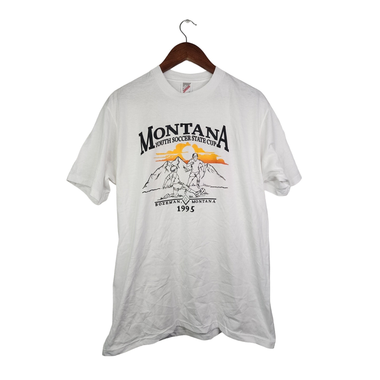 Vintage Montana Shirt Youth Soccer State Cup Bozeman Graphic Tee 1995 Mens Large